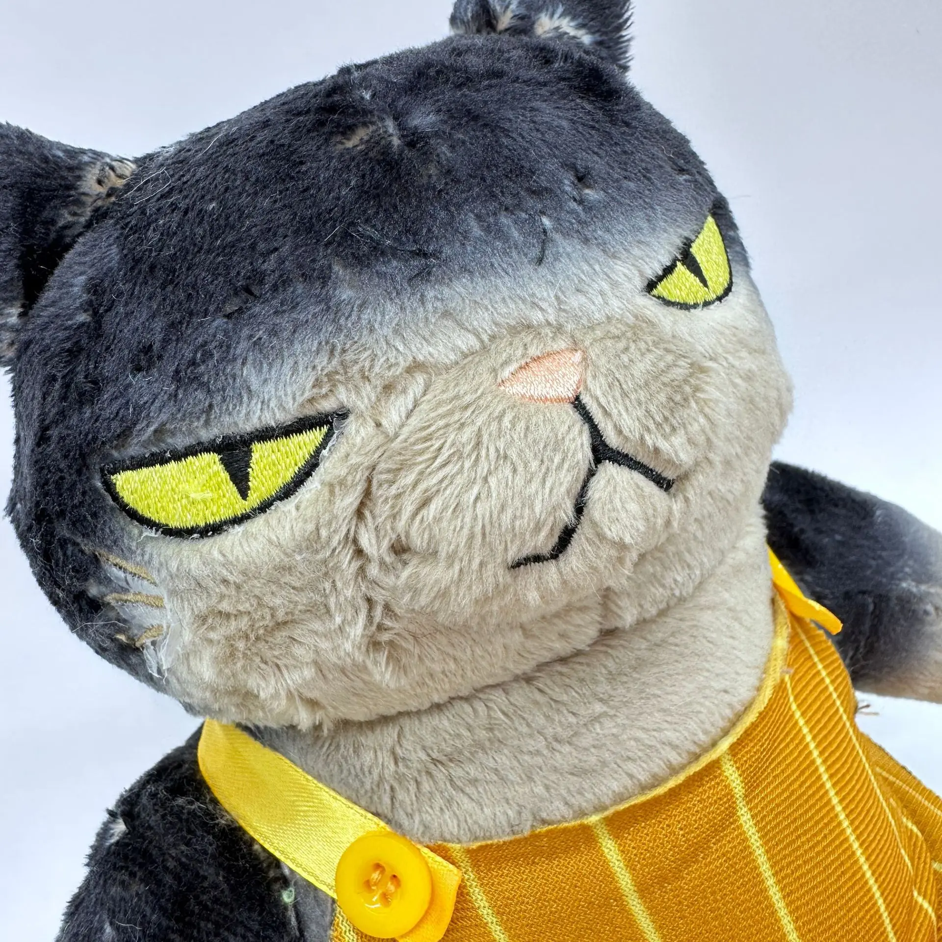 Adorable 23cm Black Cat Plush Toy in Yellow Striped Dress - Soft and Cuddly, Perfect for Home Decor and Stress Relief