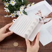 1Pc Paint Brush Rest Holder White Plastic 4 Slots Paintings Brushes Rests Drip Tray Pad for Watercolor Oil Acrylic Painting 3
