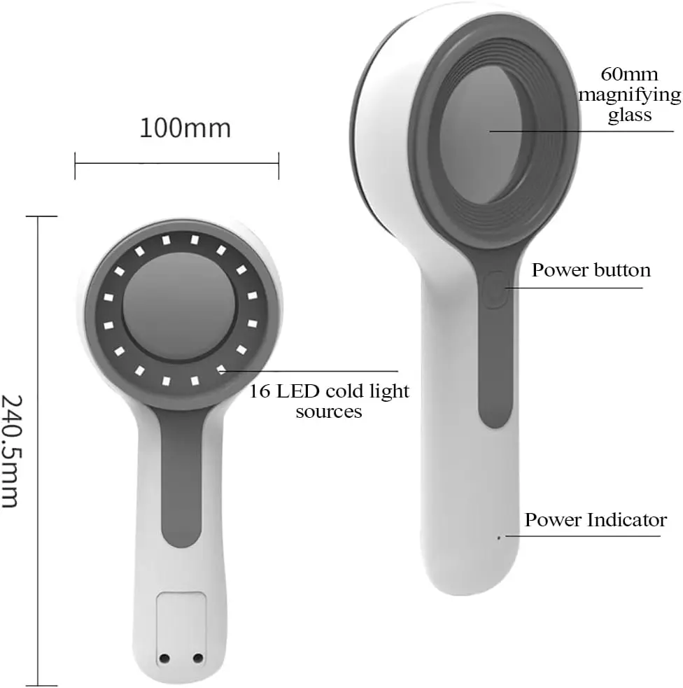 Rechargeable Portable Woods Lamp Skin Analyzer Black Light for Analyzing Skin, Built-in Lithium Battery