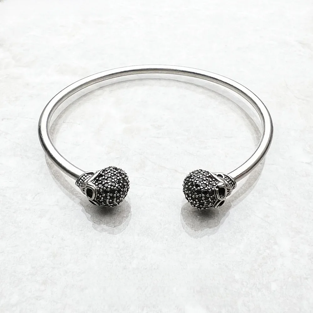Bransoletka Bransoletki Czaszka Pave Europe Style Moda Karma Punk Biżuteria Prezent dla Rebel Men Women W 925 Sterling Silver — zdjęcie 2