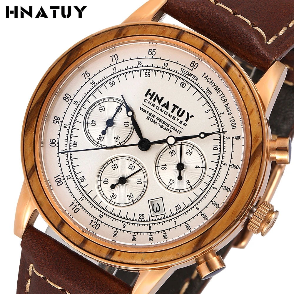 

Hnatuy Man Watch Wood Luxury Watch Stainless Steel Waterproof Quartz Watches with Numbers Clock Fashion Casual Minimalist Watch