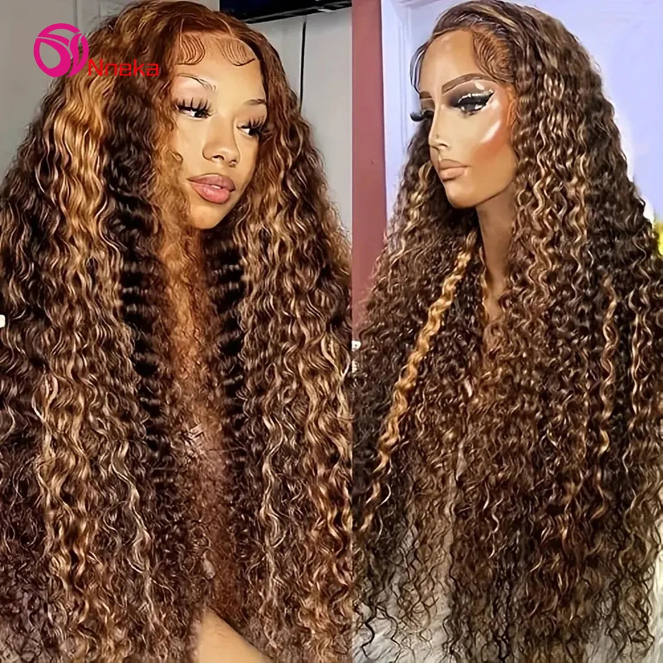 

200% Density Highlight Ombre Lace Front Wig 13x6 Loose Wave Human Hair Wigs 13x4 Honey Blonde Colored Deep Wave Frontal Wigs