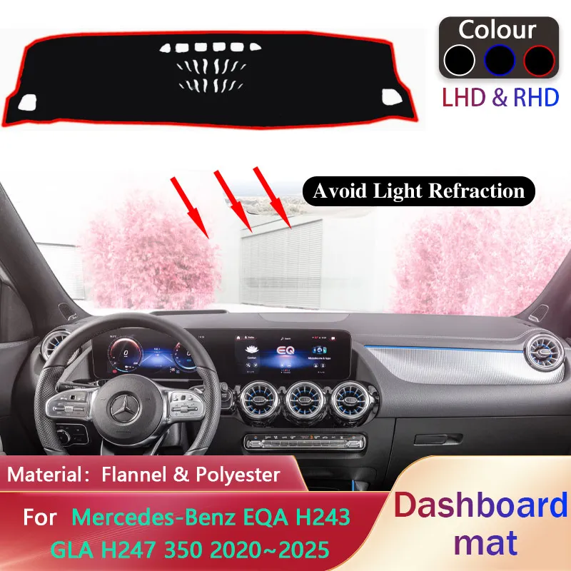 

Car Dashboard Cover Pad for Mercedes-Benz EQA H243 GLA H247 350 2020~2025 Liner Anti-Slip Sunshade Dashmat Mat Carpet Accessorie