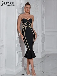 Adyce New Summer Women Strapless Bandage Dress 2024 Sexy Sleeveless Patchwork Mermaid Celebrity Club Evening Party Lady Dresses