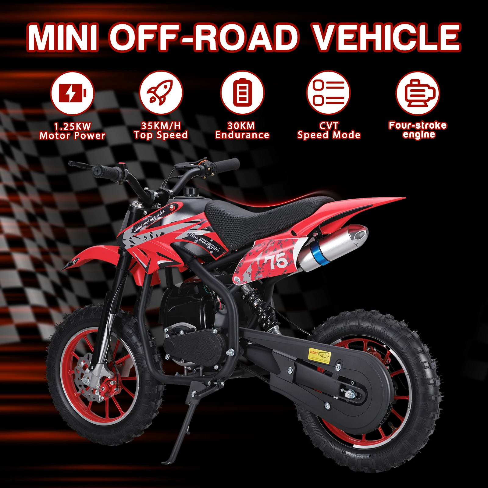 Bicicleta de cross de 4 tiempos para niños, Motocross a Gas, Mini motocicleta todoterreno de montaña, moto de bolsillo con frenos de disco, 49CC