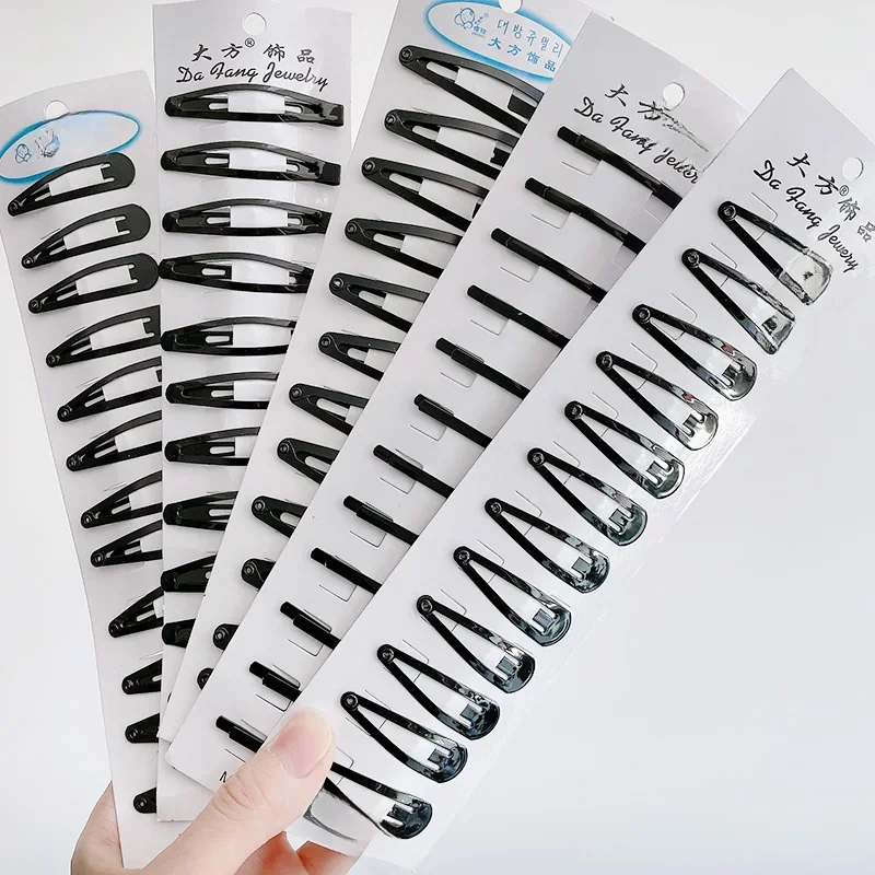 Barrettes noires BB 12 pièces/ensemble, pinces à cheveux, épingles à cheveux professionnelles, accessoires pour femmes filles, outil de coiffure 5-8cm