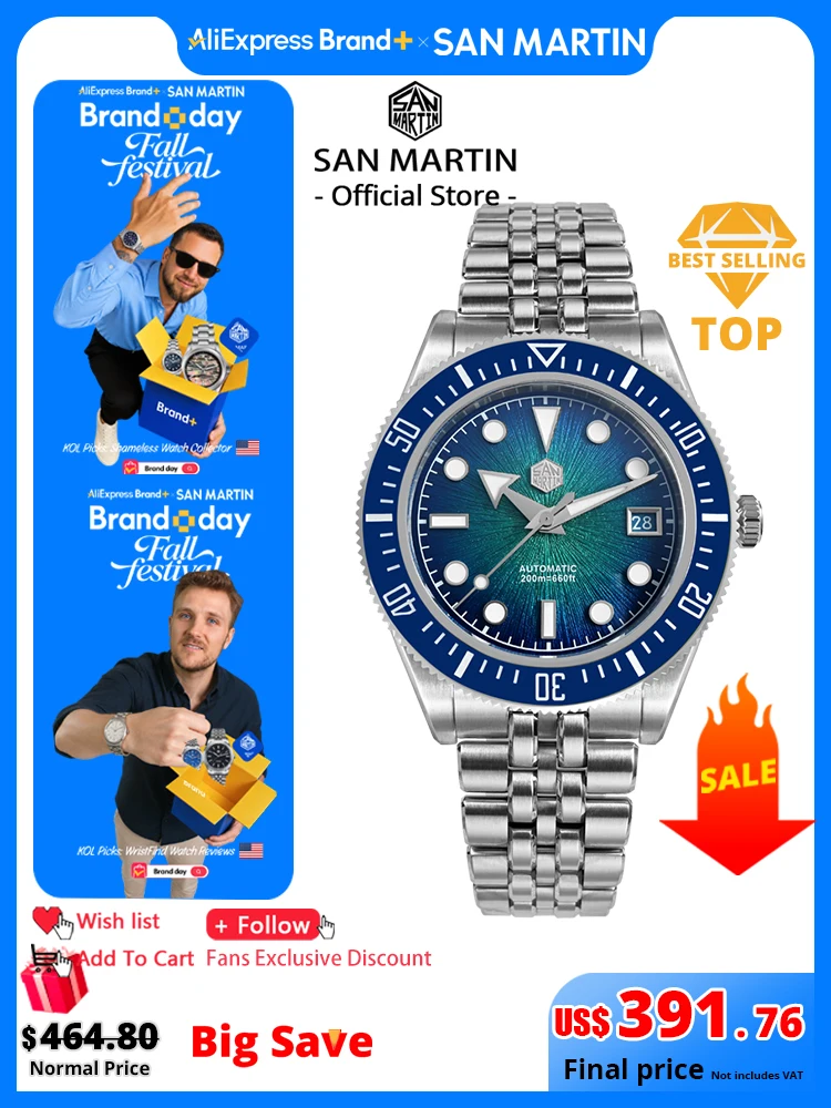 Cloisonne Enamel Dial - San Martin 40mm Men's Luxury Diver