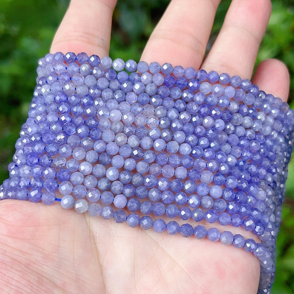 Ein natürlicher Tansanit 3mm 4mm facettierte Perlen für Schmuck herstellung Armband Halskette