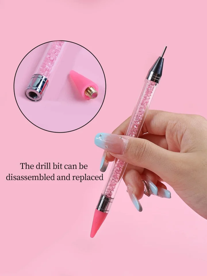 1 pieza lápiz de cera para recoger circonitas de uñas herramienta de puntos de doble punta para circonitas punta de cristal y gema herramienta de arte de uñas para manicura DIY 4