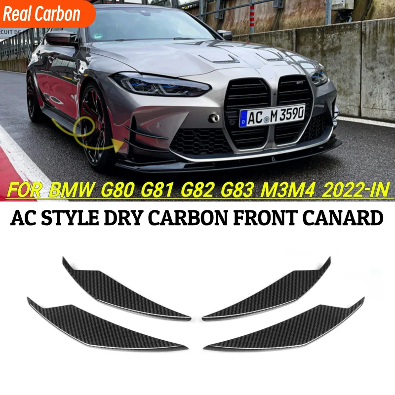 

Dry Carbon Fiber Front Bumper Side Canards Fin Flaps Trim For BMW M3 M4 G80 G81 G82 G83 2021- IN Car Splitter Canard Body kit