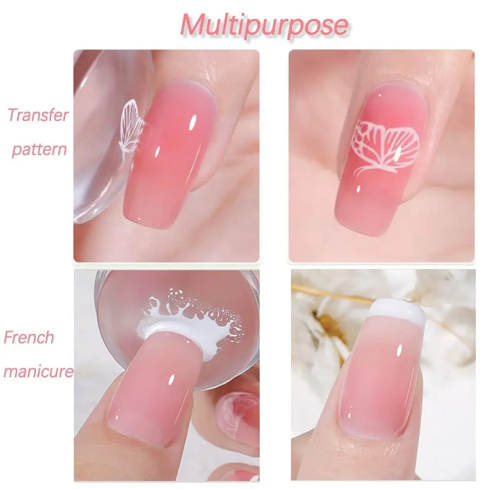 Biutee White Nail Gel Polish Clear Silicone Nail Stamping Set for French Manicure Home DIY Nail Art Salon Nail Art Tool Set