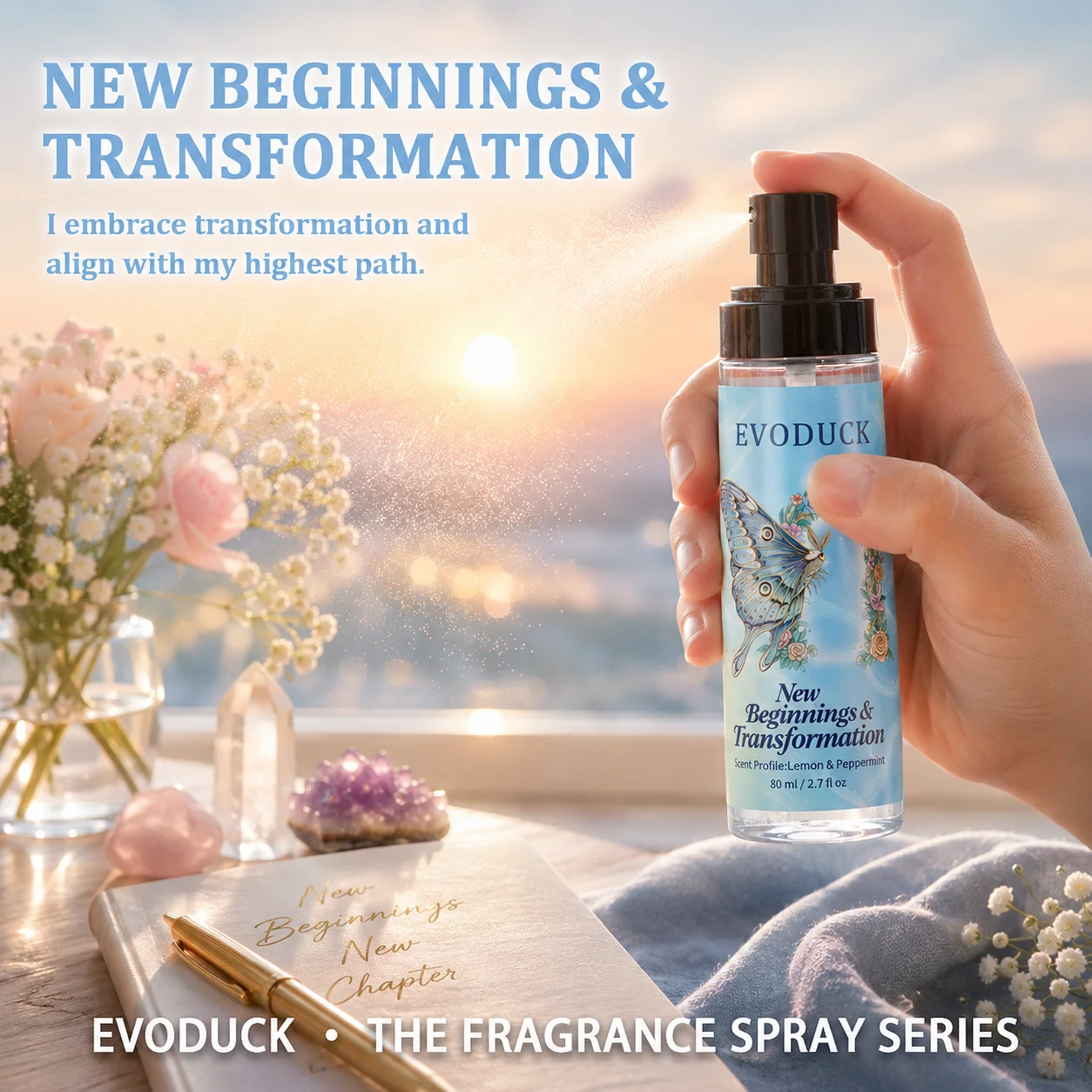 

Spiritual Room Spray Lemon Peppermint New Beginnings Aura Mist Transformation Aromatherapy Fresh Linen Spray Home Gift Decor Spa