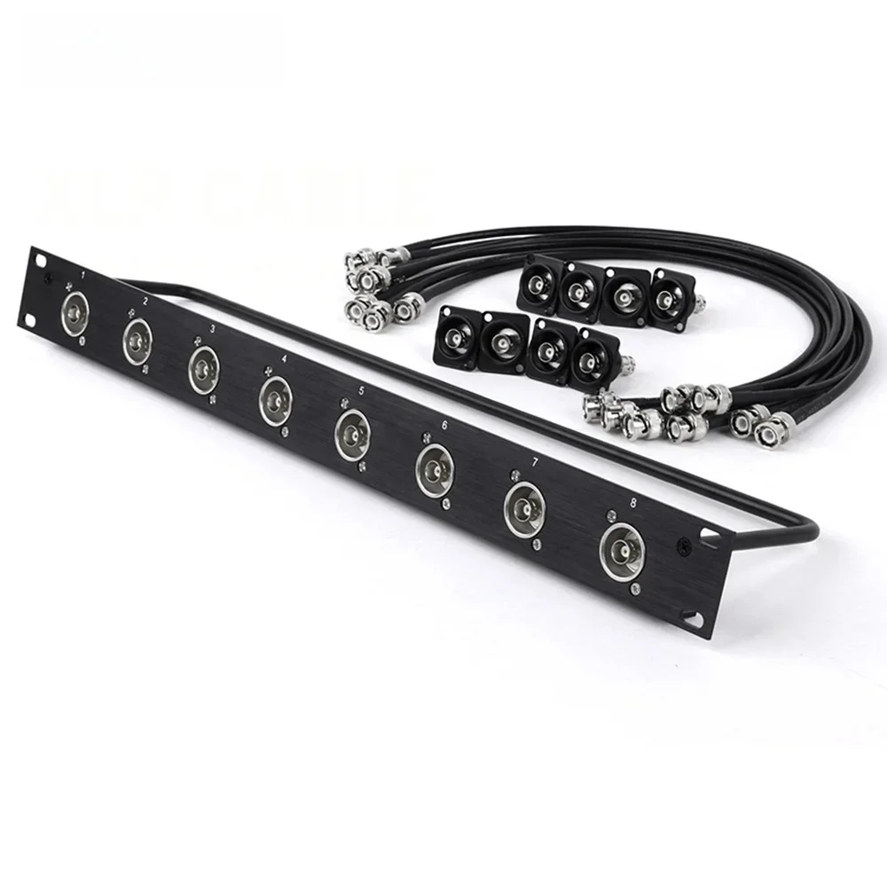 Rack Patch Panel 8-drożny BNC Chassis Connector 1U Flight Case Mount, RG58 BNC Male to Male Plug RF Coax Pigtail Jumper 50ohm Cable — zdjęcie produktu 7