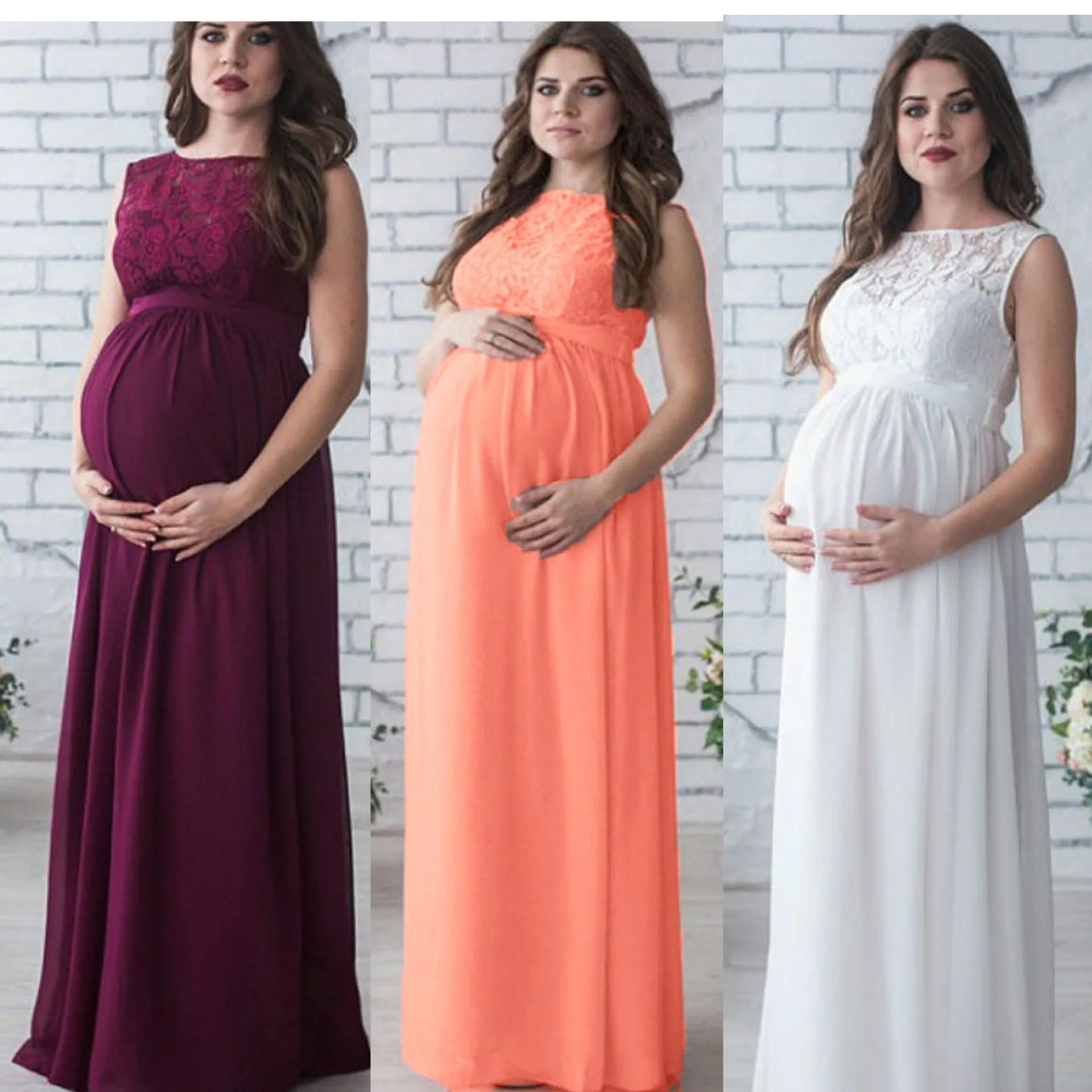 

Maternity Formal Dresses Photography Props Maxi Gown Baby Shower Pregnancy Women Sleeveless Long Dress Vestido for Photo Shoot