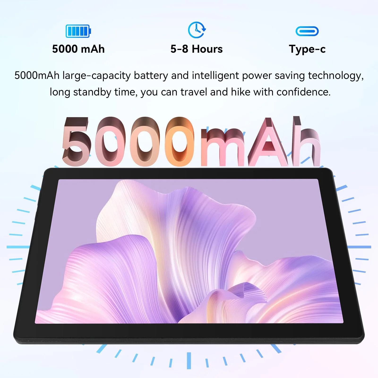 C107 Android 14 Tablet 10.1 Inch 10GB RAM 128GB ROM 1TB Expand Octa-Core Processor HD IPS Screen 8.0 MP Rear Camera WiFi6 PC Pad