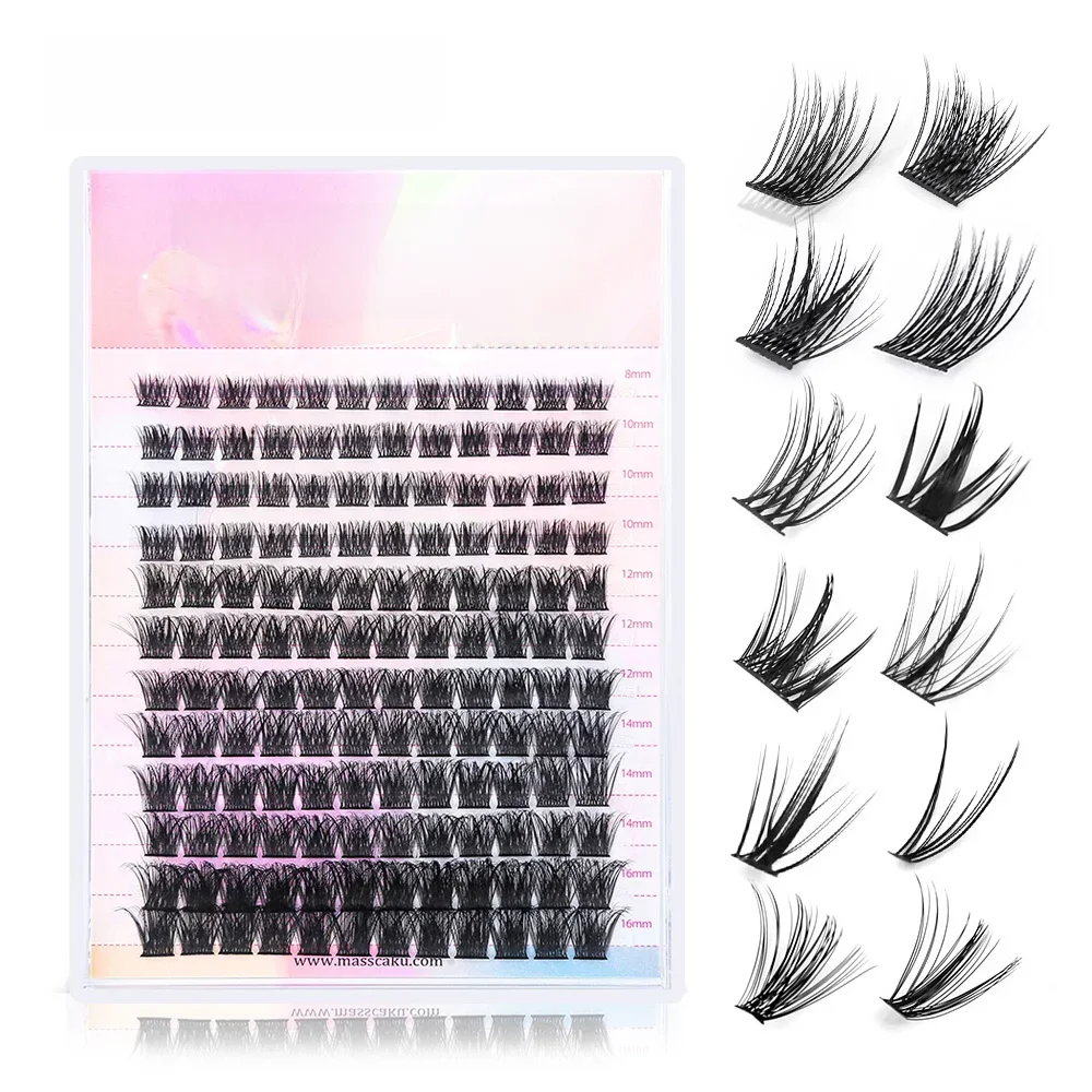 YUANZHIJE DIY Cluster Lash Extension Wispy Lashes Fluffy Individual Premade fans 0.07 Russian Volume Mink Bundle Lashes Makeup — zdjęcie 2