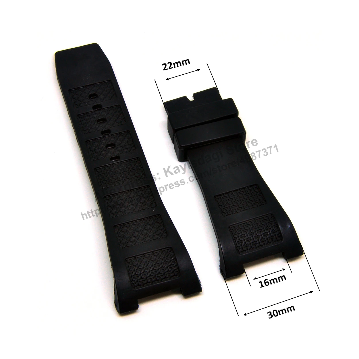 Fits/for IWC Ingenieur IW323401 , IW323601 , IW323602 ,IW323603 IW323608 - 30mm Black Rubber Curved Replacement Watch Band Strap