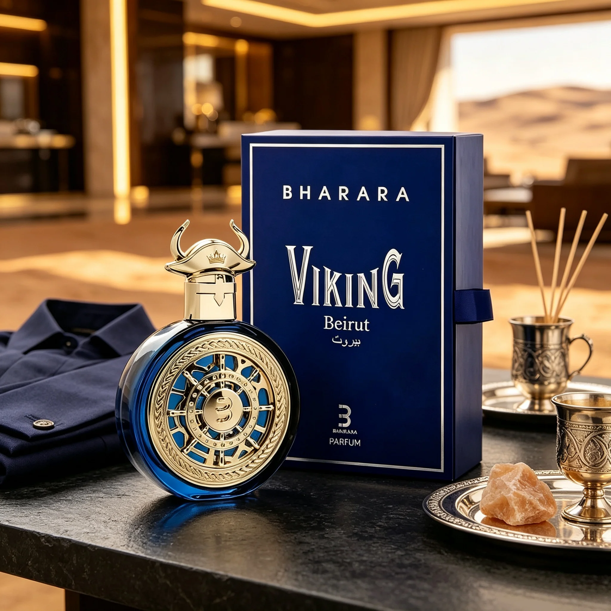 

Bharara Viking Beirut Light Men Perfume Non Harsh Overpowering Aquatic Spicy Oud Scent Gloss Smooth Navy Round Bottle Sleek Sculpted Viking Gold Cap Gentle Balanced Sandalwood Marine Notes Beginner Friendly Daily Office Luxury Gift