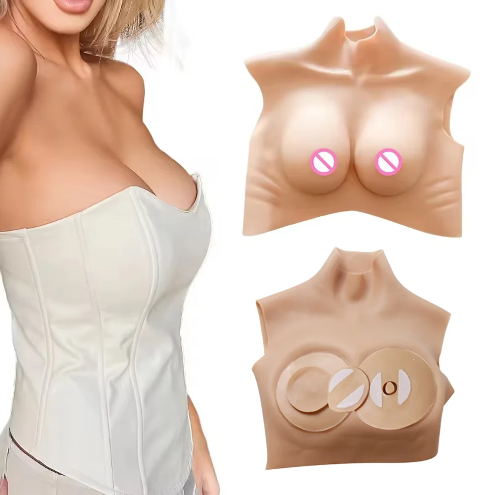 

Crossdresser Silicone Breast Forms Inflatable Realistic Fake Boobs Artifical Huge Adjustable Size Chest for Cosplay Drag Queen