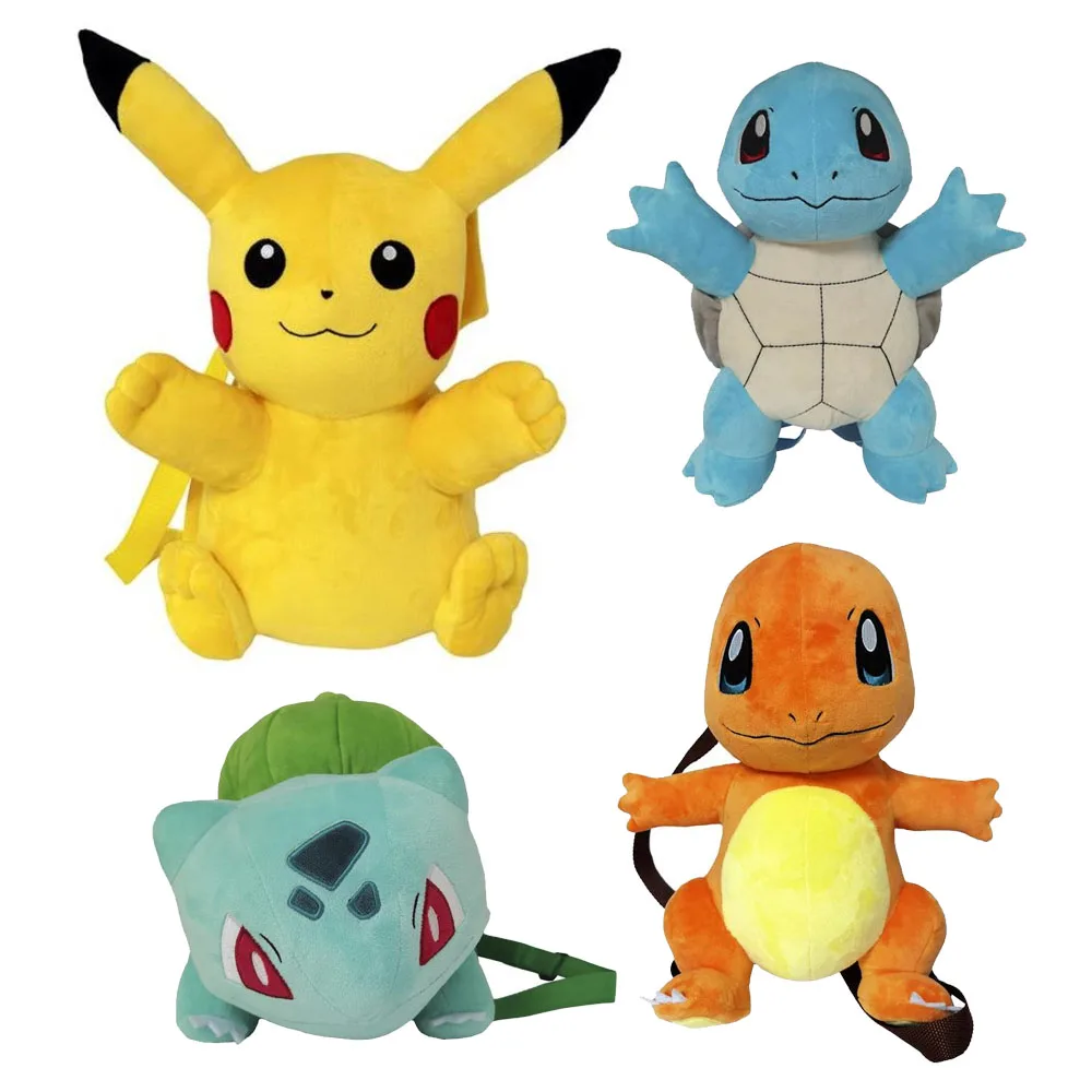 Pikachu Bulbasaur Charmander Squirtle Pokemon 36cm official cyp Plush Backpack