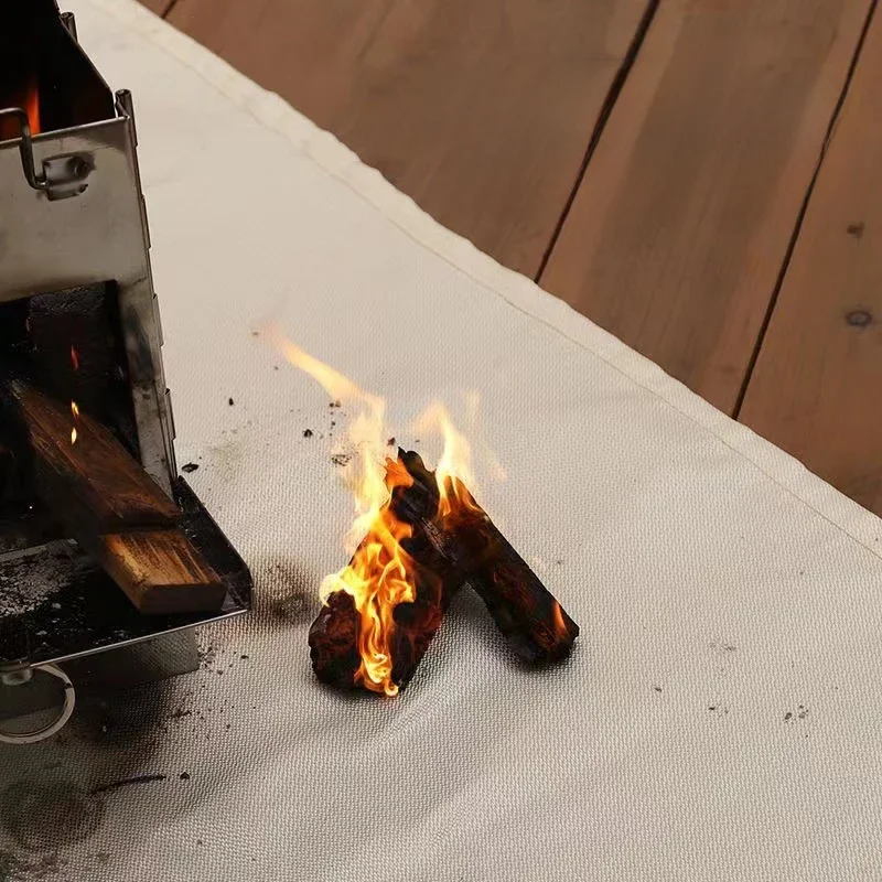 Tapis isolant en tissu ignifuge pour Camping en plein air, pique-nique Barbecue, ignifuge, couverture anti-feu à haute température, en fibre de verre, 1 pièce