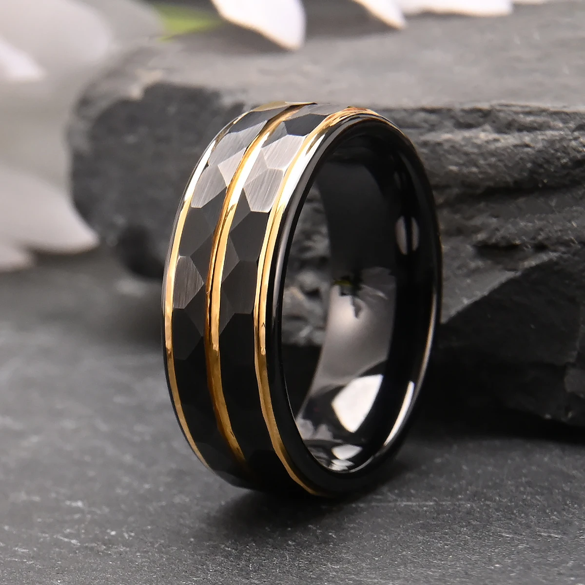 Gothic-Schmuckringe für Herren, minimalistischer schwarzer Wolframring, luxuriöser Joyeria-Punk-Schmuck, Accessoires für Herren, Mode, Aneis – Detail 5