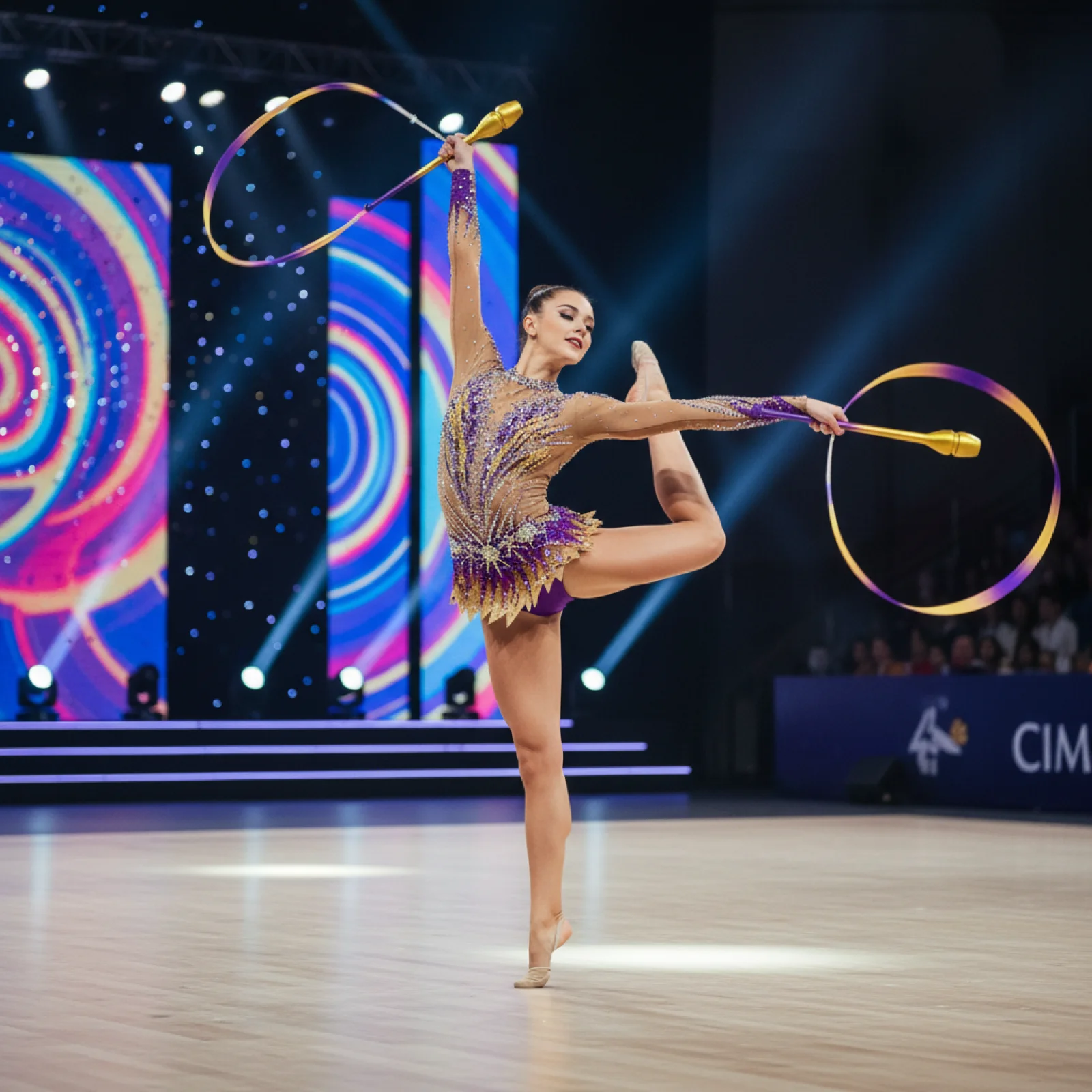 Rhythmic Gymnastics Clubs Pair with ABS Material Training Props for Artistic Practice Competition and Performances