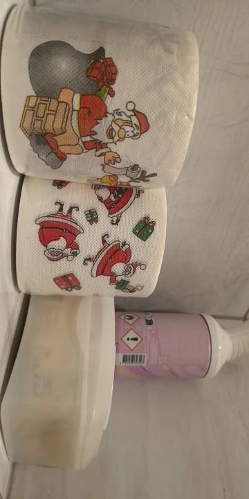 Christmas Cartoon Toilet Paper - Toilet Paper with Snowman and Christmas Tree Patterns, Suitable for Home and Party Decorations. photo review