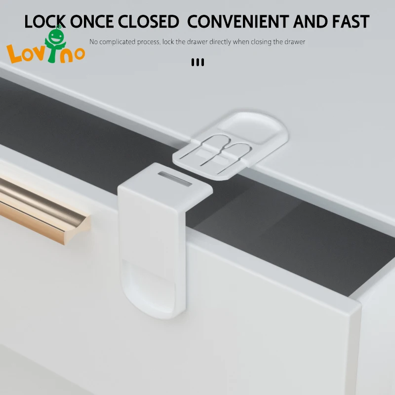 10PCS Drawer Lock For Children Safety Lock Baby Door Safety Buckle Prevent Open Drawer Cabinets Anti Pinch Hand Protect