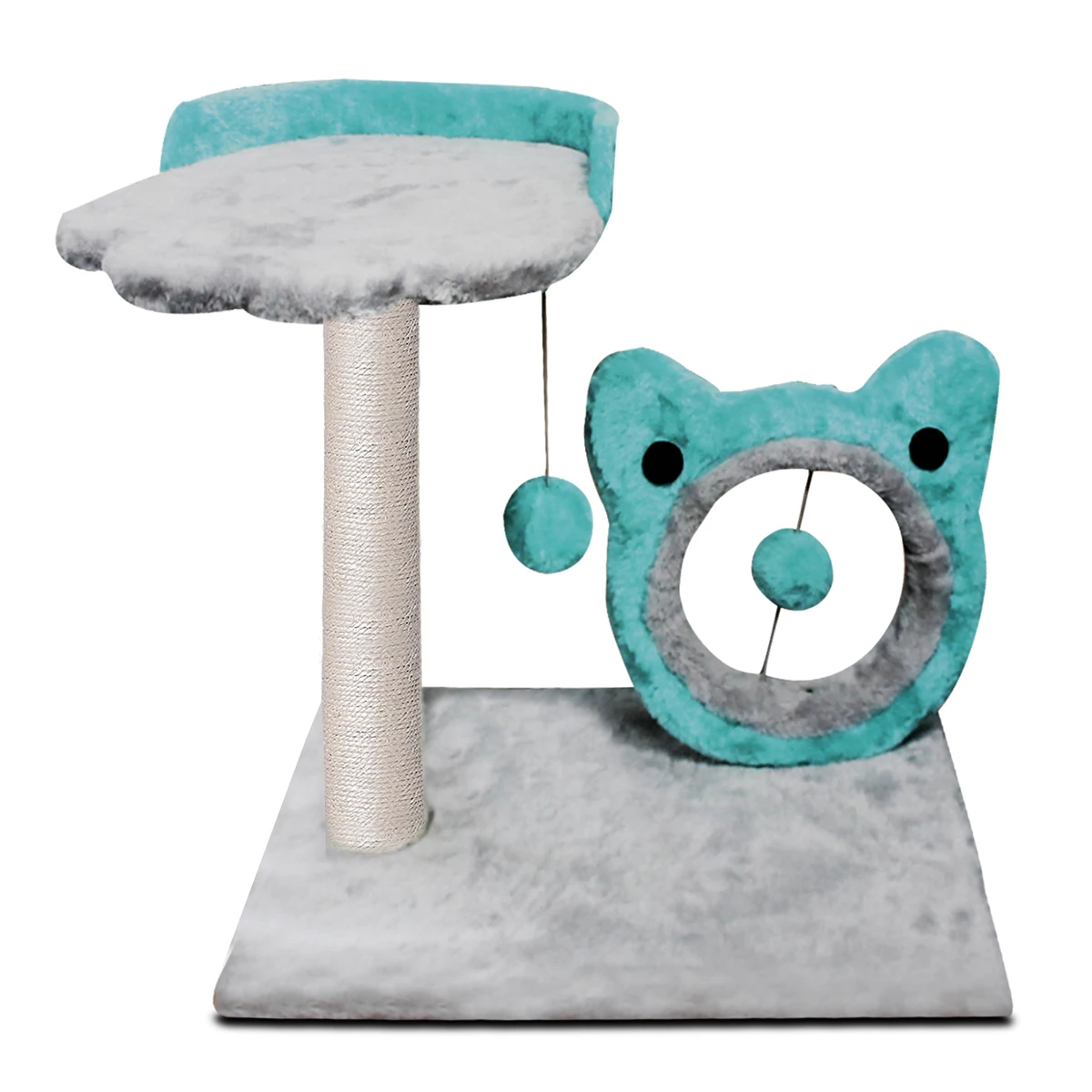 Cat tree shaped blue cat face, measures 40x30x44 cm, ideal add-on to have your cat entertained and active in their games and not in your curtains, tree cat scratcher High, tree cat