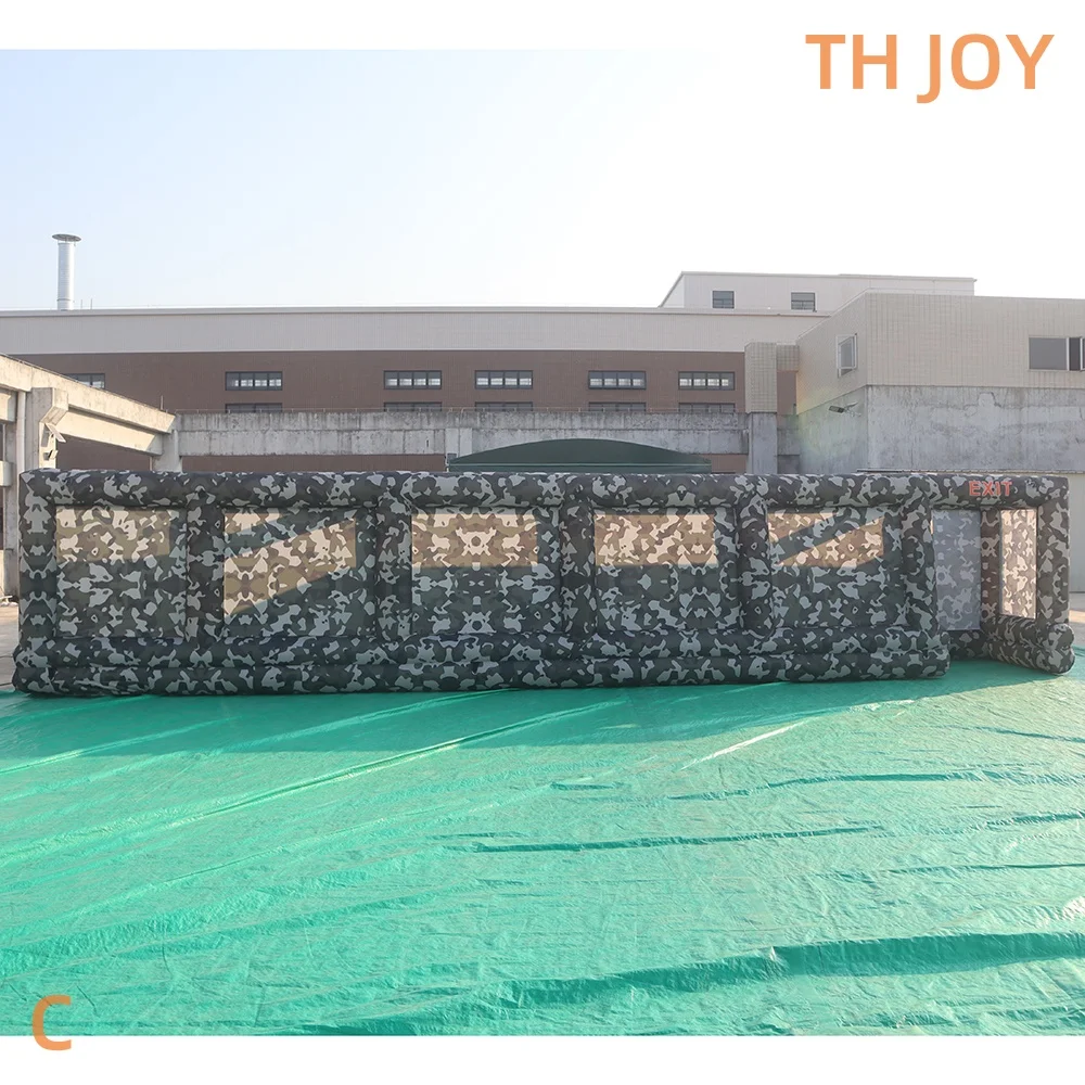 snelle luchtverzending tot deur, Camouflage Kleur Outdoor Opblaasbare laser tag game court, op maat opblaasbare Haunted Halloween Doolhof