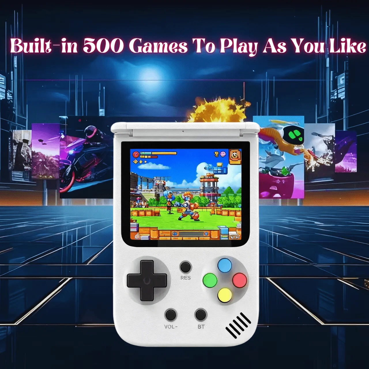 

500 Game Retro Handheld Game Console with Controller - Long Battery Life and Support for Multiple 3.0-inch Displays - Perfect Gi
