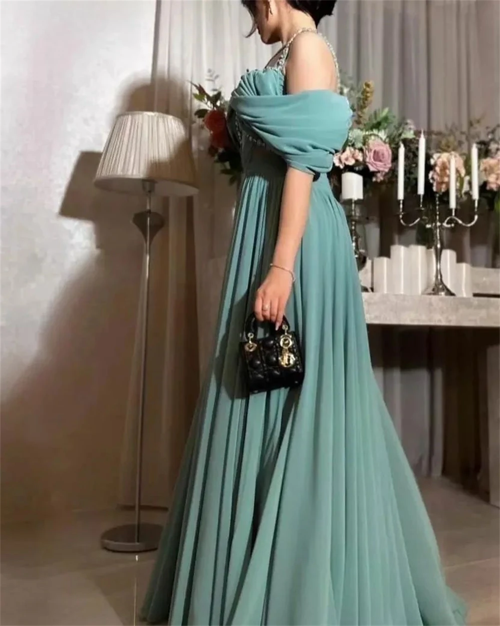 es Retro Elegant Square A-line Sequins Chiffon Formal Occasion Gown платье black girl  2023 فساتين كوك 