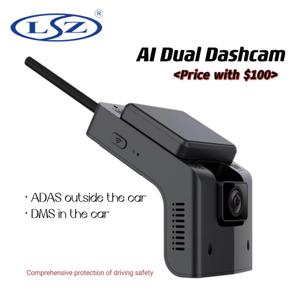 DashCam AI 4G GPS Wifi Car DVR vehicle Cam 2 Live Stream Video Cut-Off Fuel 1080P Recorder Front & Inner APP