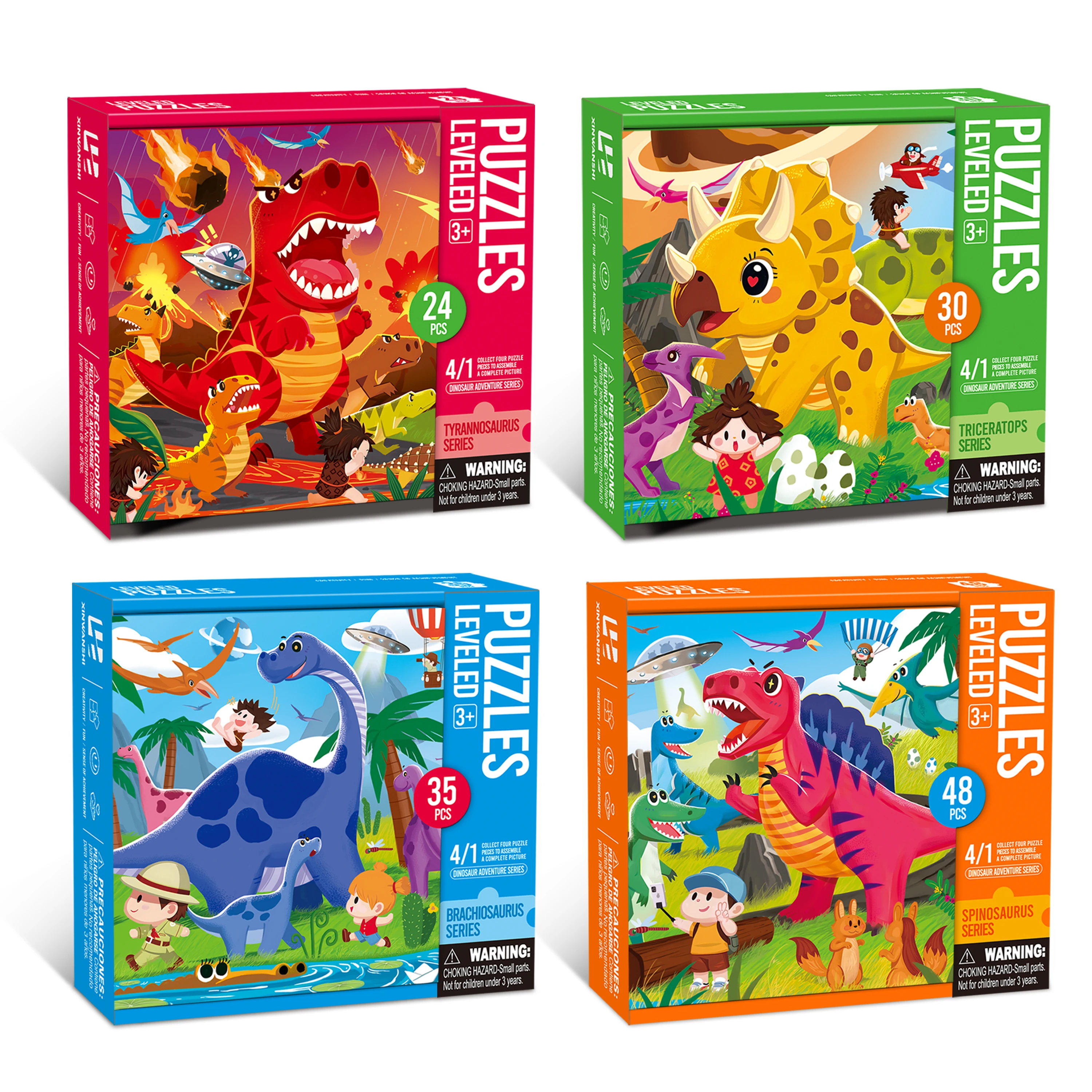 24/30/35/48PCS/Set Dinosaur Series Mini Cartoon Puzzle Educational Toy Gift for Adults and Children Family Interactive Jigsaw