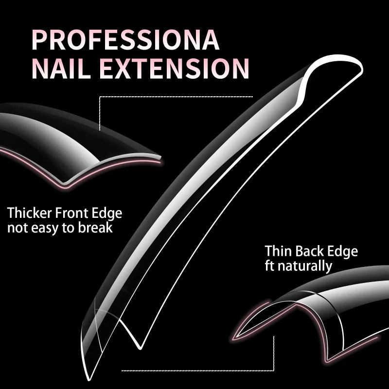 504PCS Duck Nail Tips for Acrylic Nails Half Cover False Nails Short Duck Tip Nails Curved French Fake Nail Extension Tips