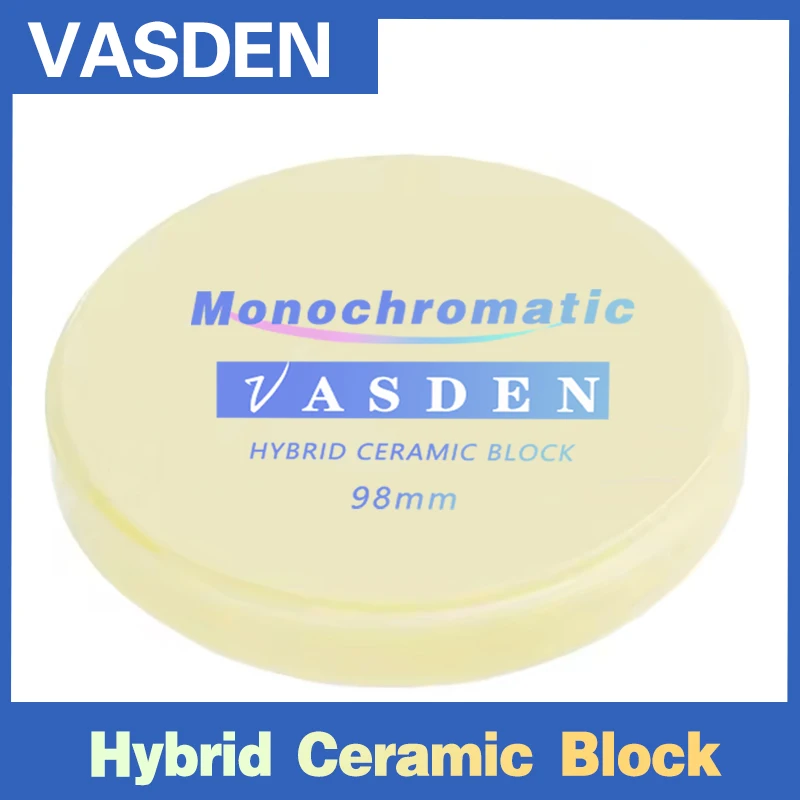 A1 A2 A3 Color 98mm Hybrid Ceramics Block Dental Monochromatic Glass Ceramic Composite Block CADCAM Milling Disc