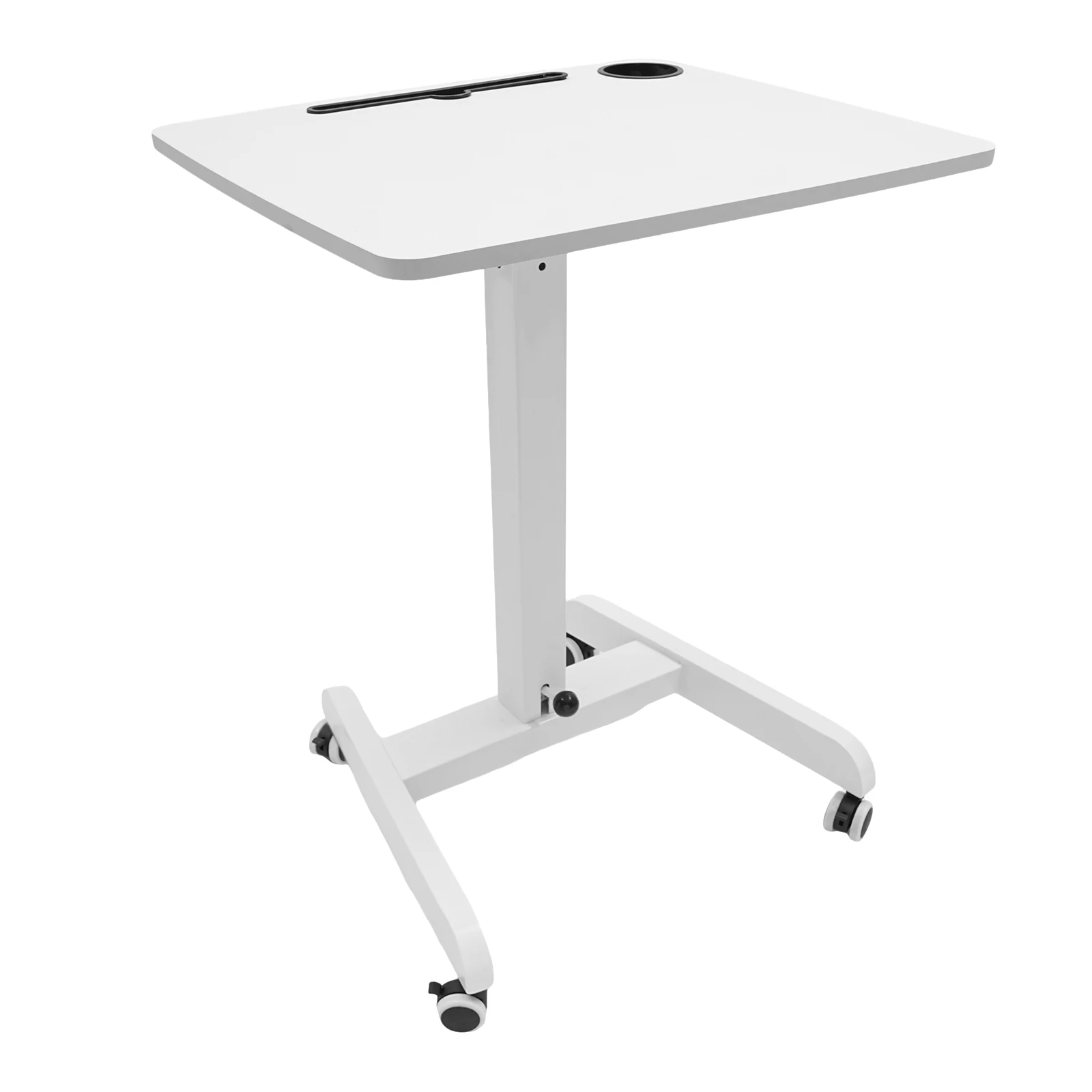 White Mobile Standing Desk, Standing Desk , Lectern Portable with Wheels Rounded Corners for Schools, Art Sudios, Lecture Halls