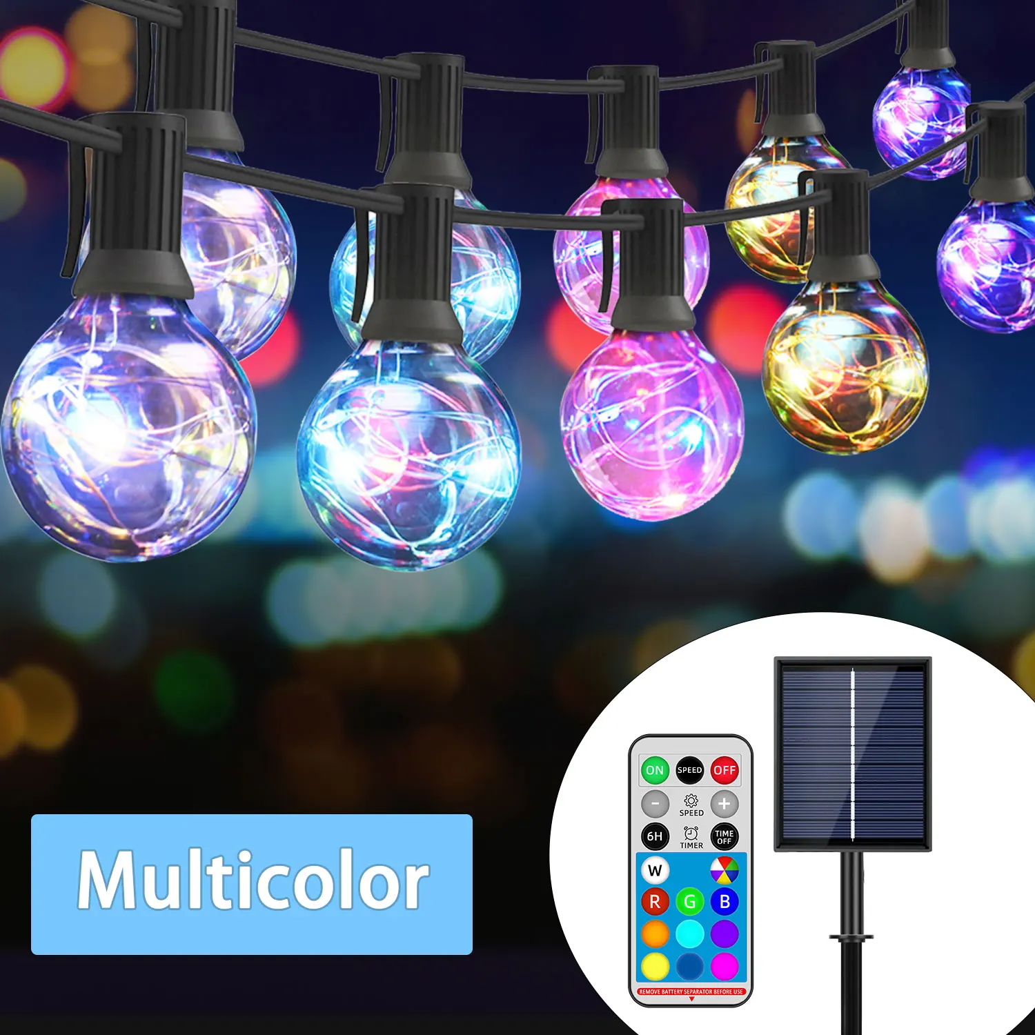 aiopp ColorRGB,Solar Außen String Lichter, solar & USB Dual Power G40 Globe-String Lichter für Hinterhof Pergola Partei Bistro 3