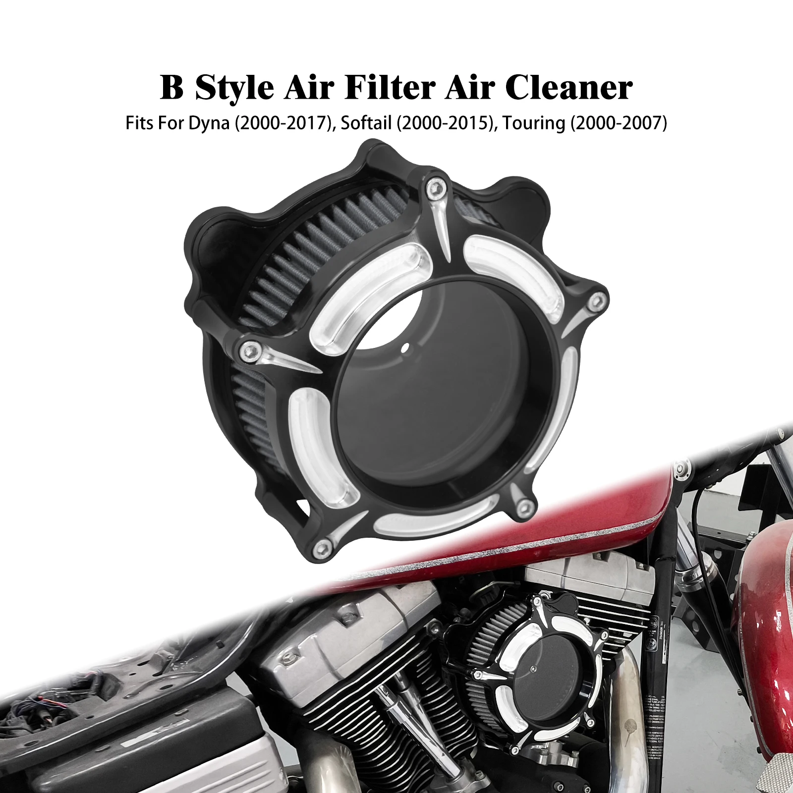 

Motorcycle High Flow Clear Air Filter Cleaner Grey Intake For Harley Dyna Softail Touring 00-17 Cable Throttle Fast Shipping