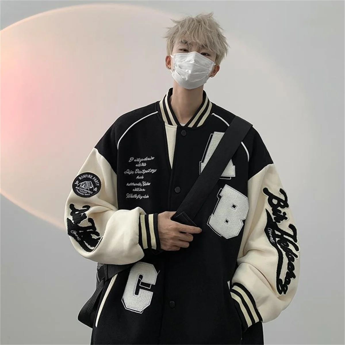 Y2k Lammwoll-Bomberjacke für Damen, Oversized Streetwear für Herren, Ins Hip Hop Harajuku Mode College-Uniform Varsity Baseball-Jacke – Detail 6
