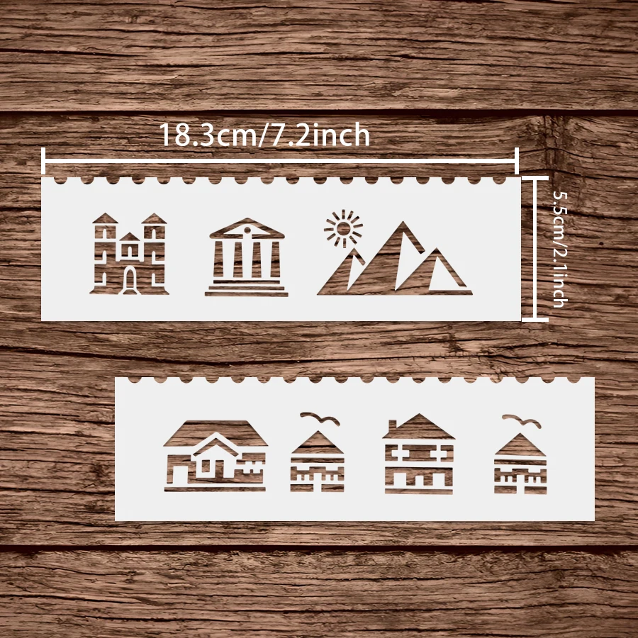 8 قطعة 7.2 بوصة مدينة معلم الحدود Stencil مجموعة قابلة لإعادة الاستخدام دهان داي قالب لمشاريع قماش الحائط الحرفية