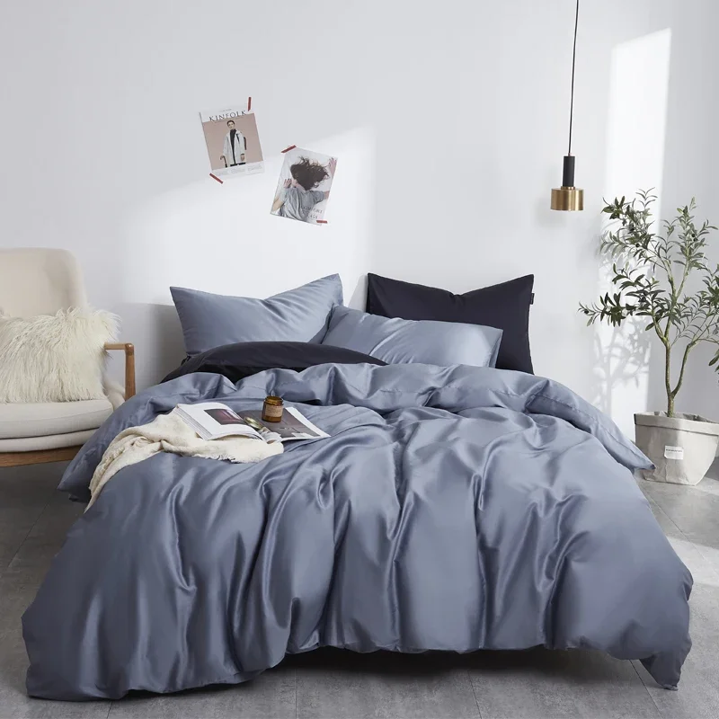 Zijdezachte Pure 600tc Egyptische Katoen Effen Kleur Beddengoed Set Dekbedovertrek + 2 Stuks Kussenslopen Twin Double Queen King Size - afbeelding 2