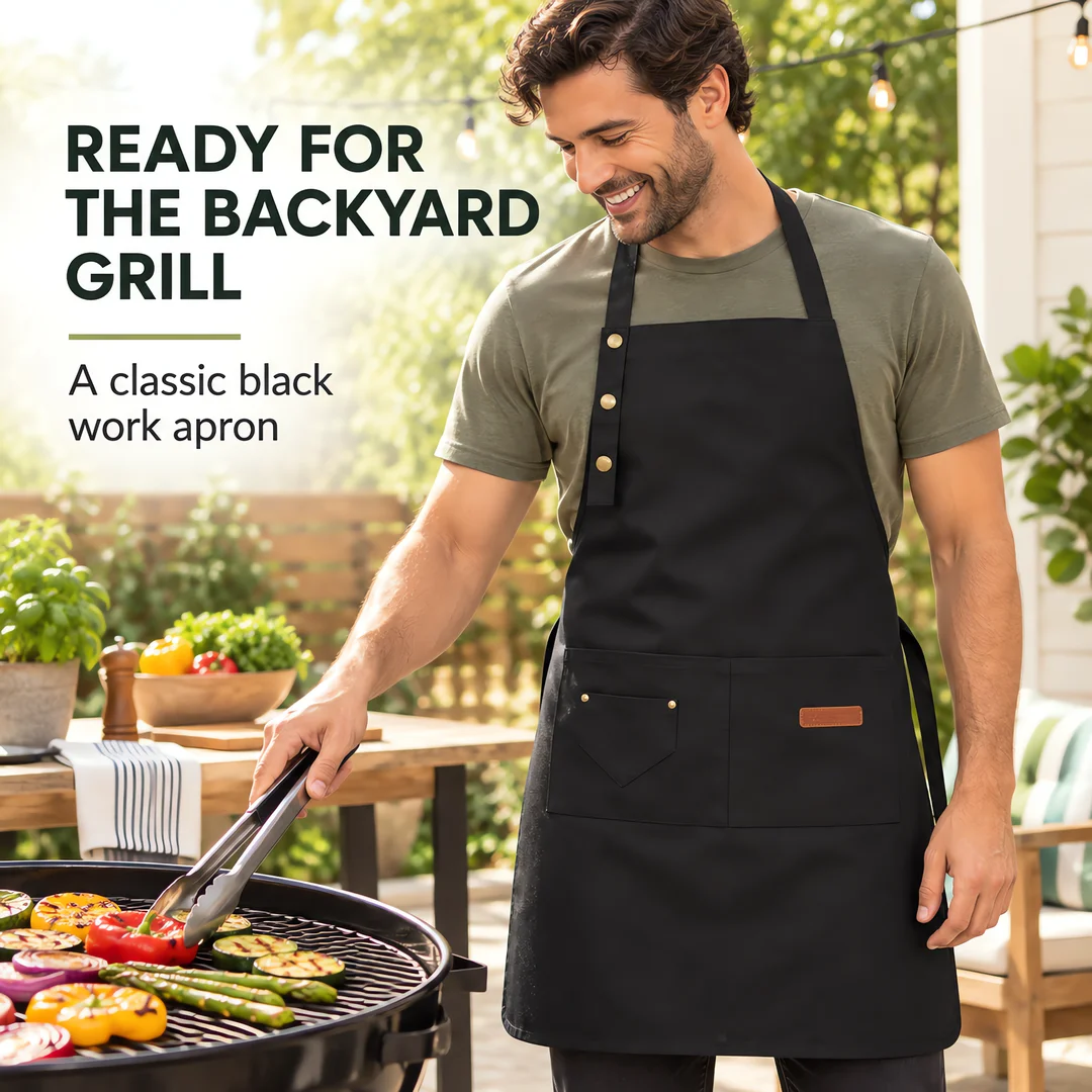 Home Cooking Chef - Aprons with adjustable neck straps, khaki