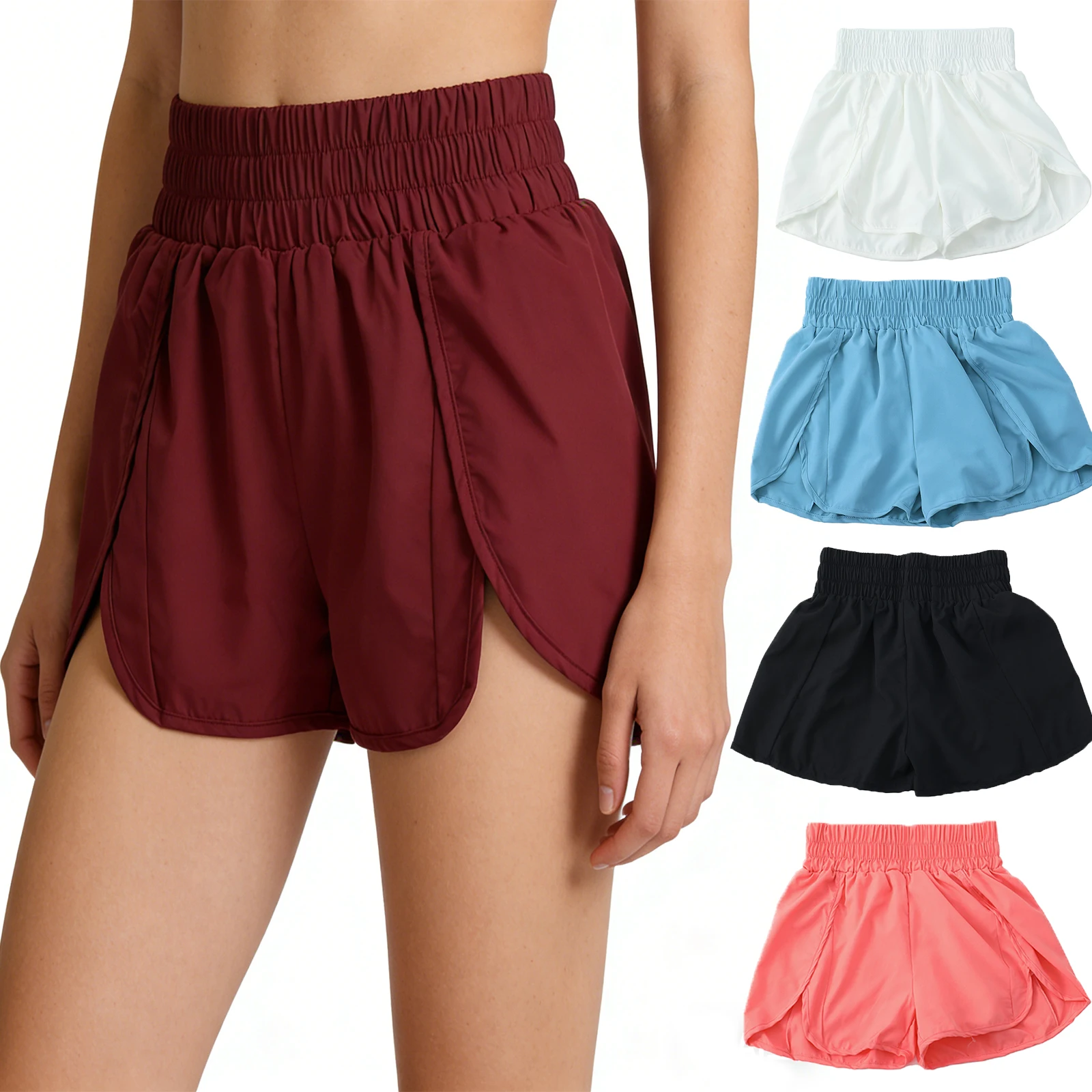 

Женские шорты для бега с высокой талией, спортивные шорты для фитнеса, эластичные шорты для тренировок, быстросохнущая женская одежда