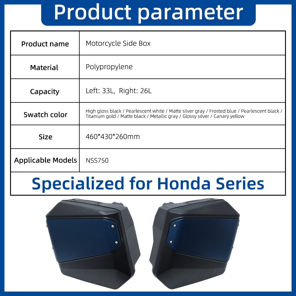 SPD Original Side Cases Motorcycle Rear Trunk Hard Side Saddlebag Box No-Drill Installation with Safety Lock for Honda NSS750