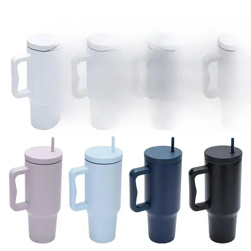 AliExpress NONE 1pc 1200ml Leakproof 40oz Stainless Steel Tumbler with Handle and Straw Perfect for Outdoor Activities, Hiking, Running, Cycling