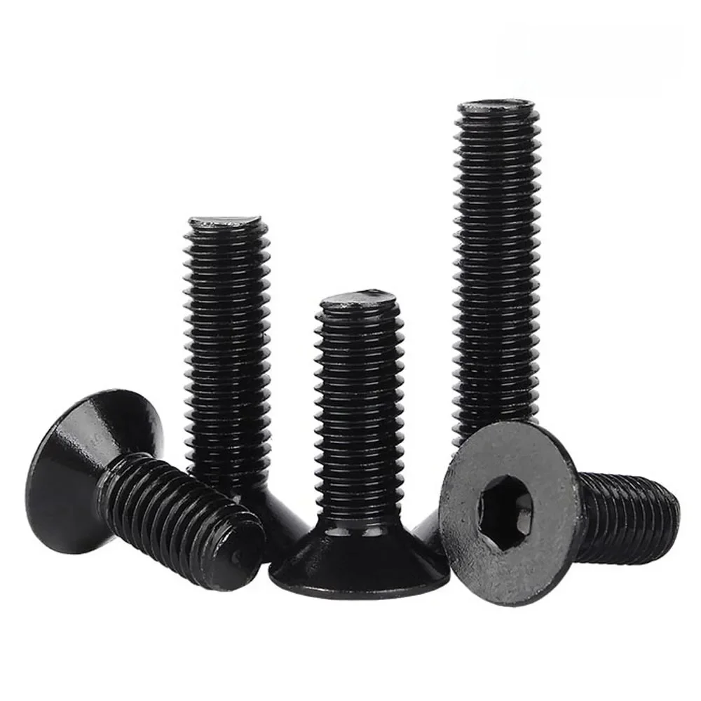 1/50pcs M2 M2.5 M3 M4 M5 M6 M8M10M12 DIN7991 Noir 304 En Acier Inoxydable Allen Hexagon Hex Socket Vis à tête fraisée plate