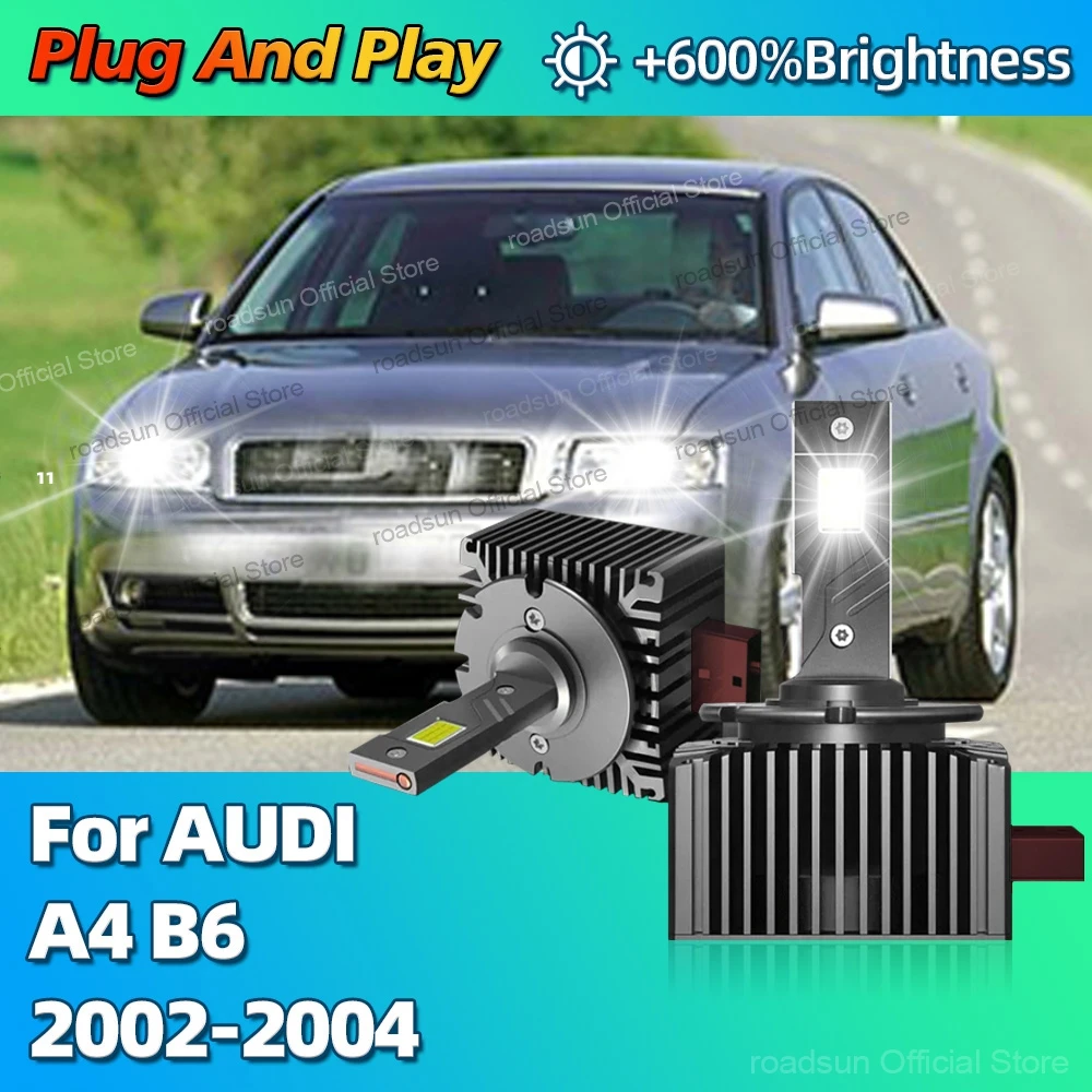 

6000K светодиодные фары HID D1S, сменные автомобильные фары Canbus для AUDI A4 B6 2002 2003 2004, яркая фара Plug-N-Play 30000LM