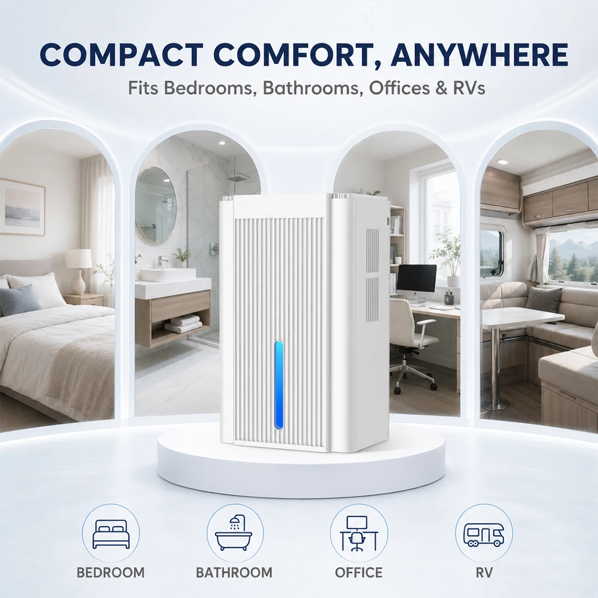 Cumrige Premium Pet‑Friendly Portable Dehumidifier for Cat & Dog Household, High‑Efficiency Home Dehumidifier with Visible Water Tank, Quiet Sleep Mode, Auto‑Shutoff Anti‑Overflow & Hair‑Resistant Washable Filter for Bedroom, Pet Room